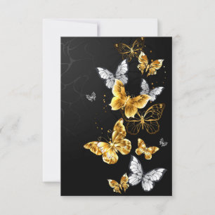 Gold and white butterflies announcement