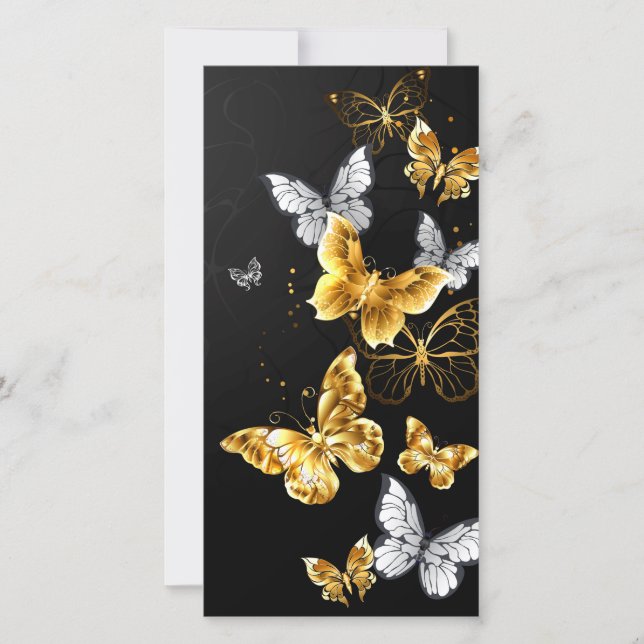 Gold and white butterflies announcement (Front)