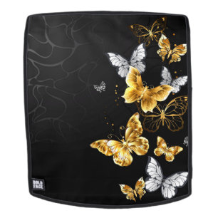 Gold and white butterflies backpack
