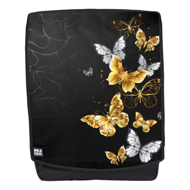 Gold and white butterflies backpack (Front)