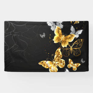 Gold and white butterflies banner