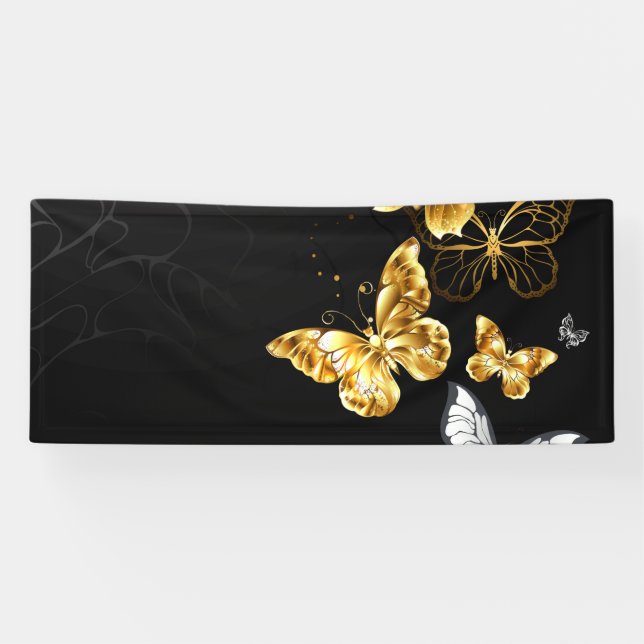 Gold and white butterflies banner (Horizontal)