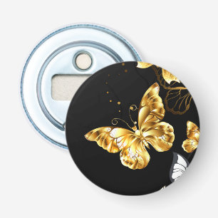 Gold and white butterflies bottle opener