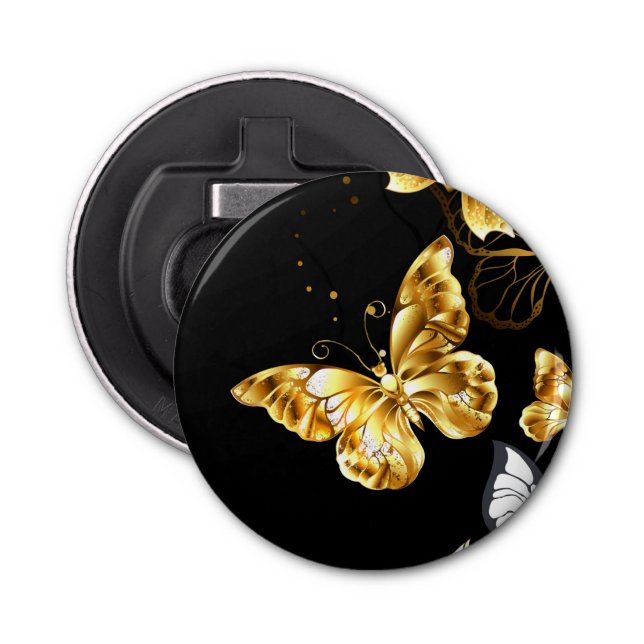 Gold and white butterflies bottle opener (Front)