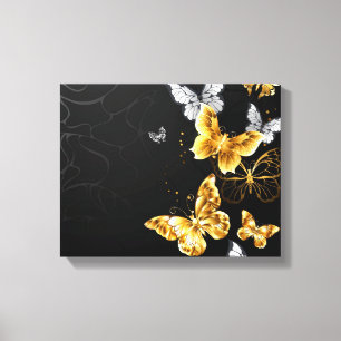 Gold and white butterflies canvas print