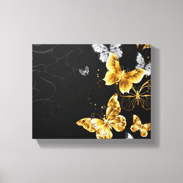 Gold and white butterflies canvas print (Front)
