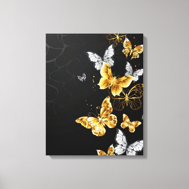 Gold and white butterflies canvas print (Front)