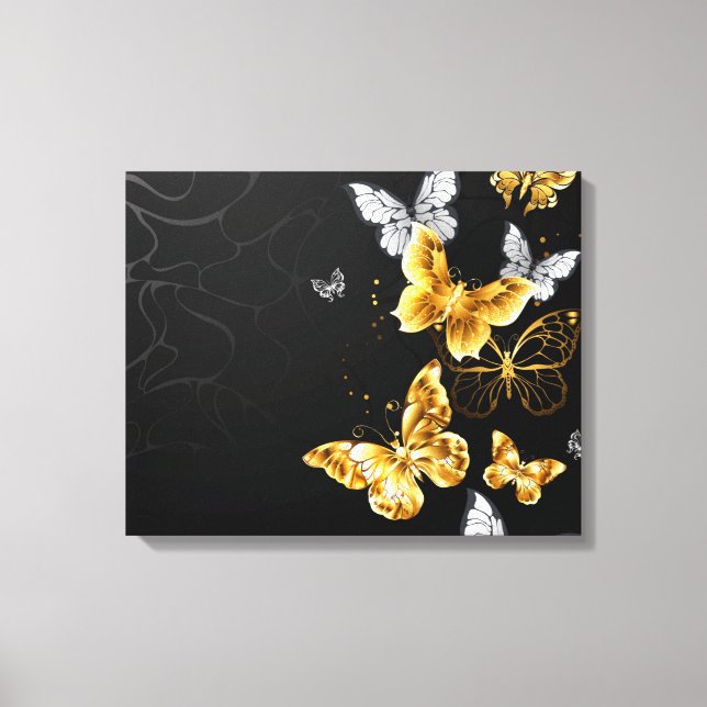 Gold and white butterflies canvas print (Front)