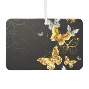 Gold and white butterflies car air freshener