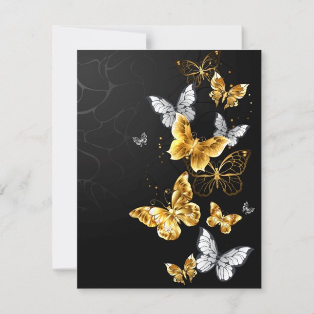 Gold and white butterflies card (Front)