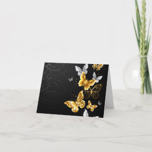 Gold and white butterflies card