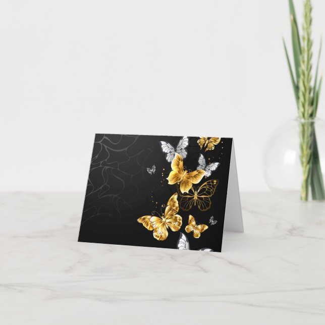 Gold and white butterflies card (Front)