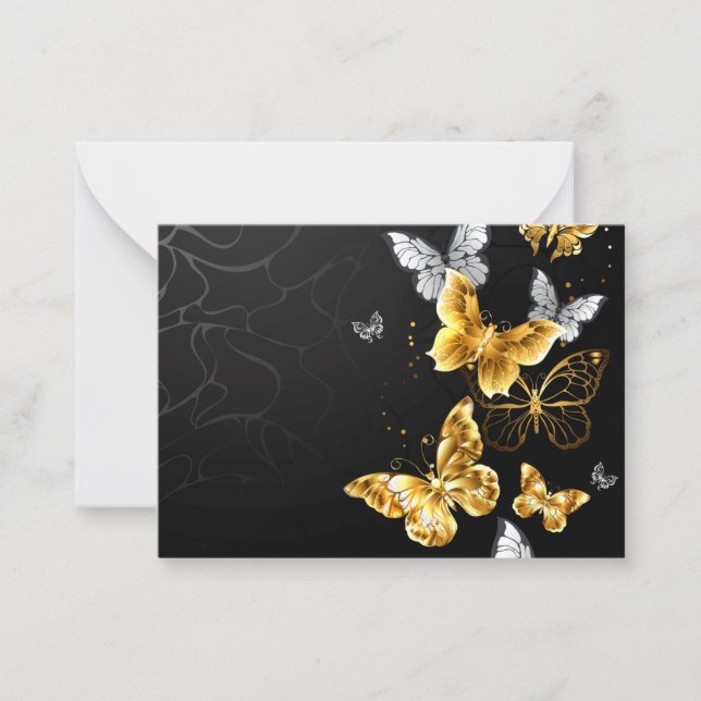 Gold and white butterflies card (Front)