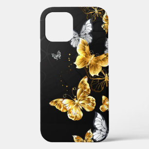 Gold and white butterflies iPhone 12 case