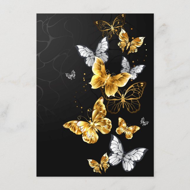Gold and white butterflies enclosure card (Front)