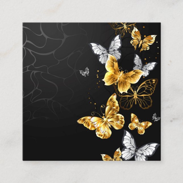 Gold and white butterflies enclosure card (Front)