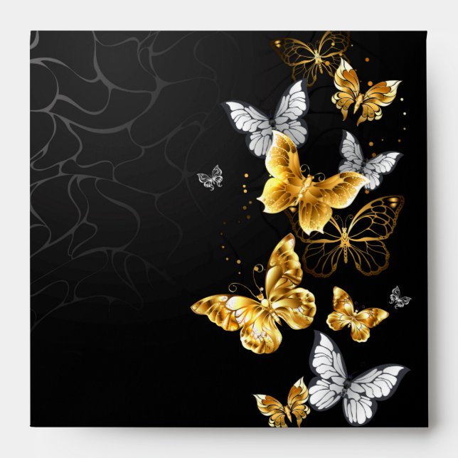 Gold and white butterflies envelope (Front)