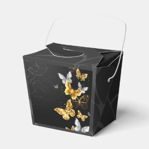 Gold and white butterflies favour box