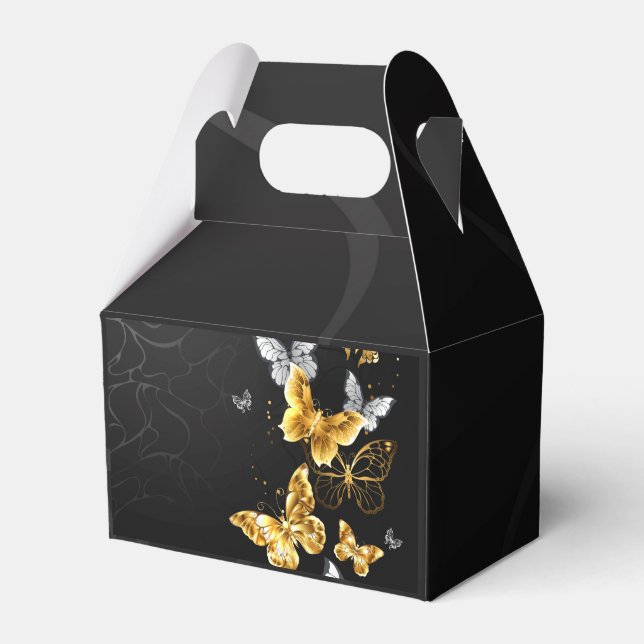 Gold and white butterflies favour box (Front Side)