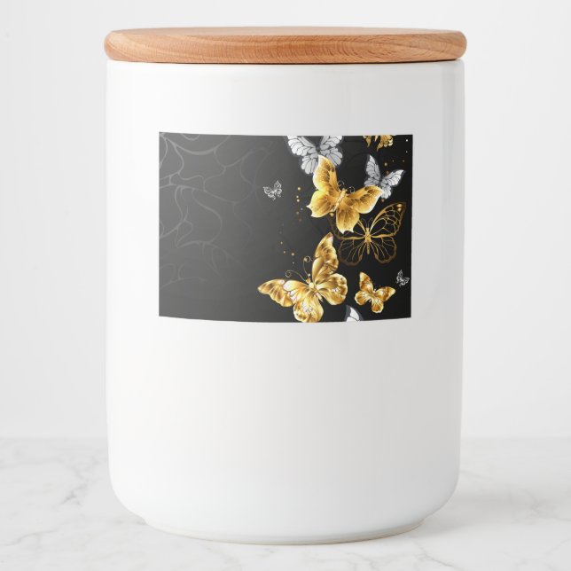 Gold and white butterflies food label (Front)