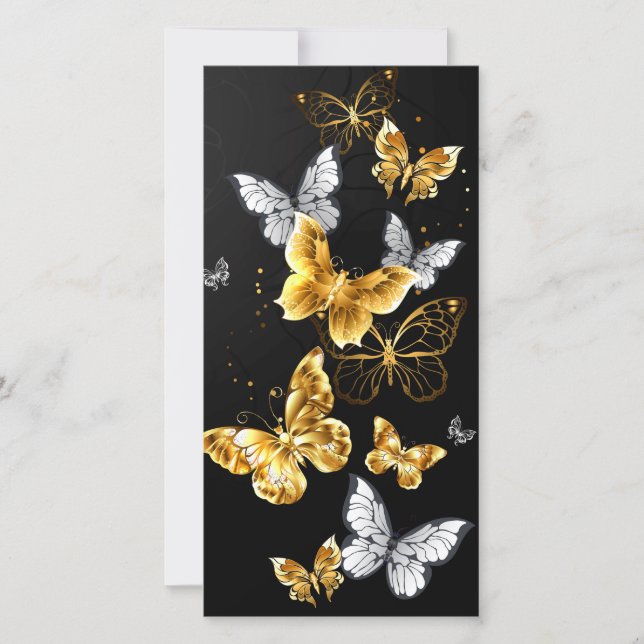 Gold and white butterflies holiday card (Front)