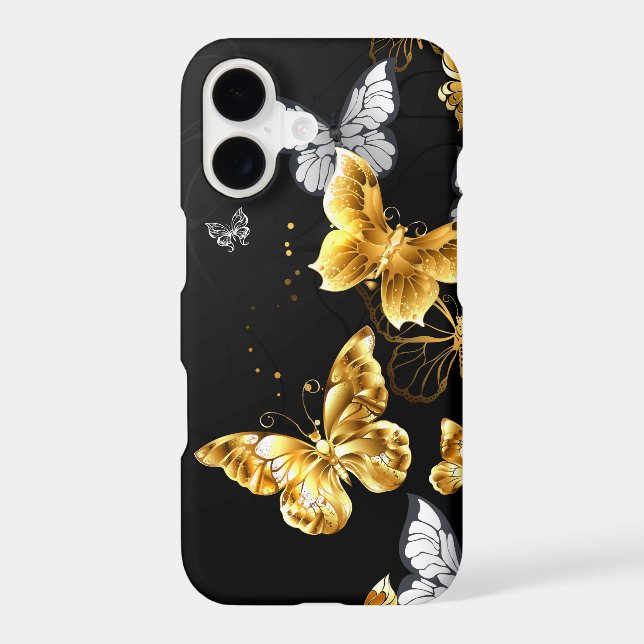 Gold and white butterflies iPhone case (Back)