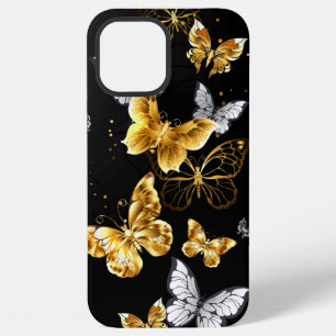 Gold and white butterflies iPhone 12 pro max case