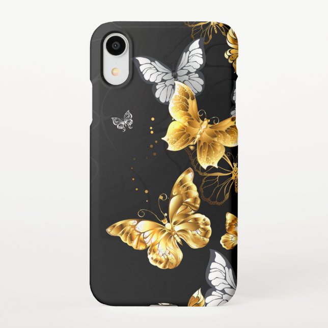 Gold and white butterflies iPhone case (Back)