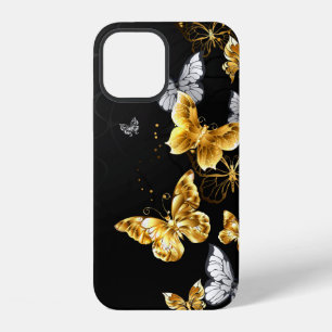 Gold and white butterflies iPhone 12 case