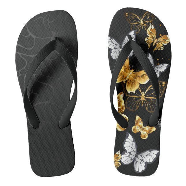 Gold and white butterflies jandals (Footbed)