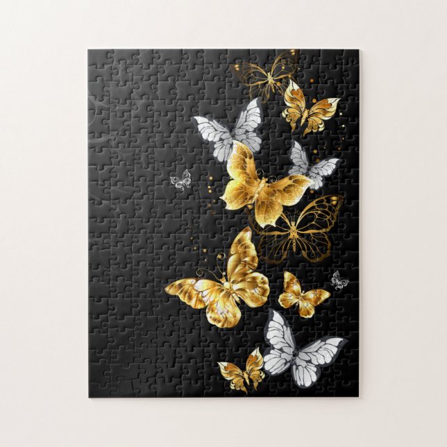 Gold and white butterflies jigsaw puzzle (Vertical)