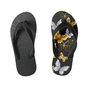 Gold and white butterflies kid's jandals