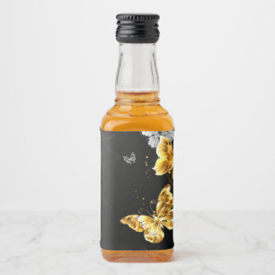 Gold and white butterflies liquor bottle label