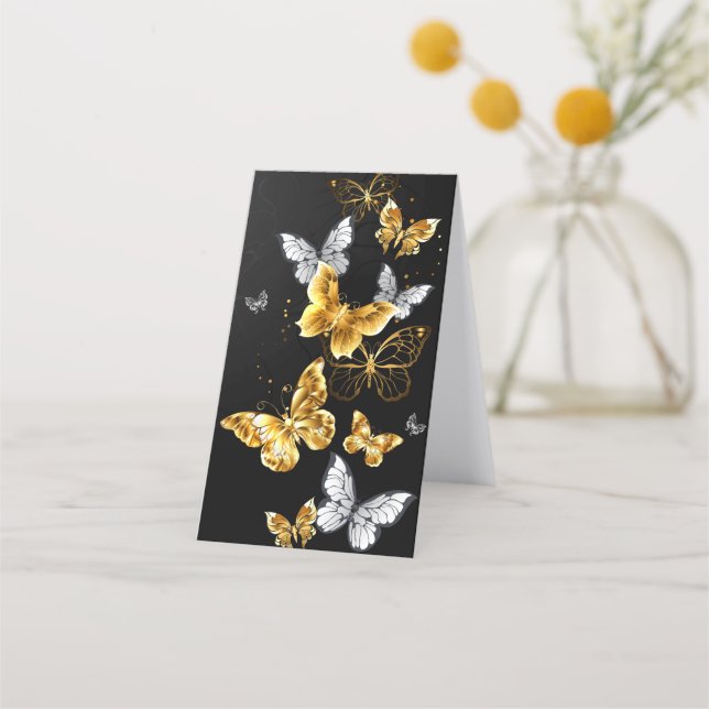 Gold and white butterflies loyalty card (Back)