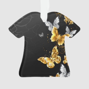 Gold and white butterflies ornament