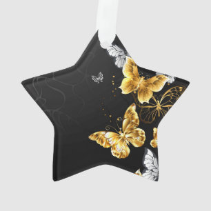 Gold and white butterflies ornament