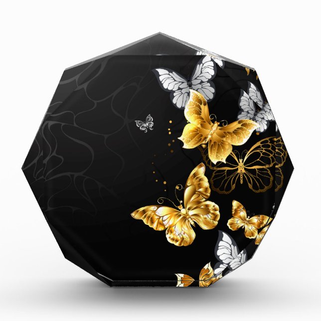 Gold and white butterflies photo block (Front)