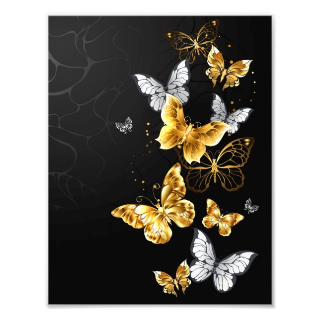 Gold and white butterflies photo print (Front)