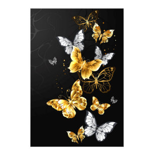 Gold and white butterflies photo print