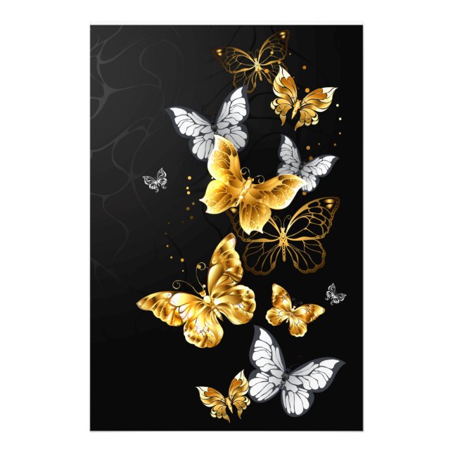 Gold and white butterflies photo print (Front)