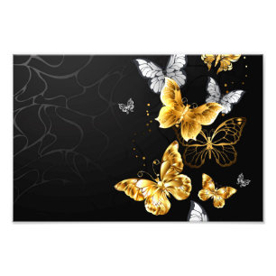 Gold and white butterflies photo print