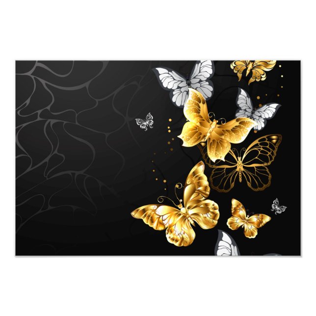 Gold and white butterflies photo print (Front)