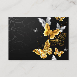 Gold and white butterflies place card