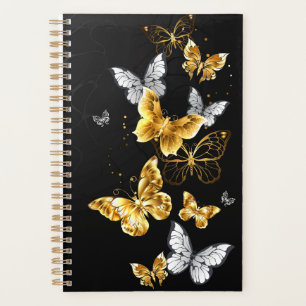 Gold and white butterflies planner