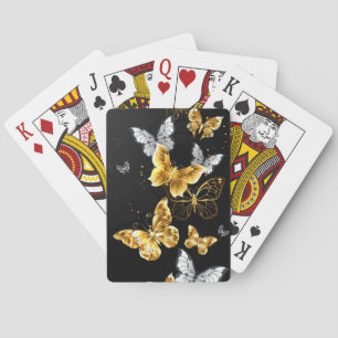 Gold and white butterflies playing cards
