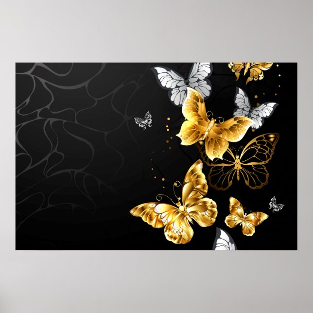 Gold and white butterflies poster (Front)
