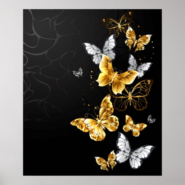 Gold and white butterflies poster (Front)