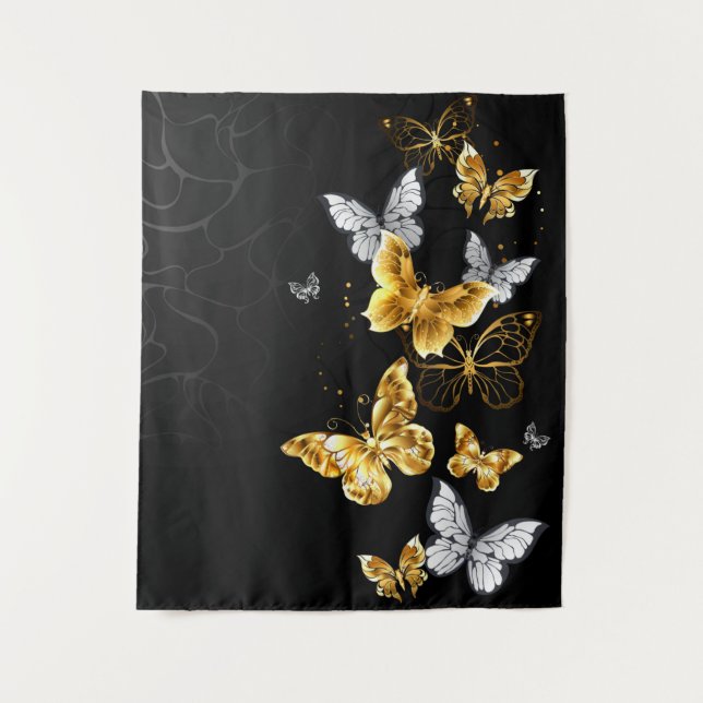 Gold and white butterflies tapestry (Front)