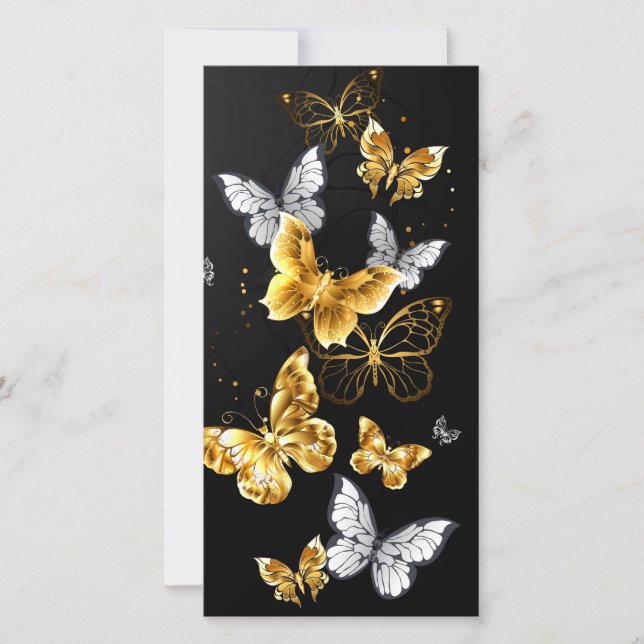 Gold and white butterflies thank you card (Front)