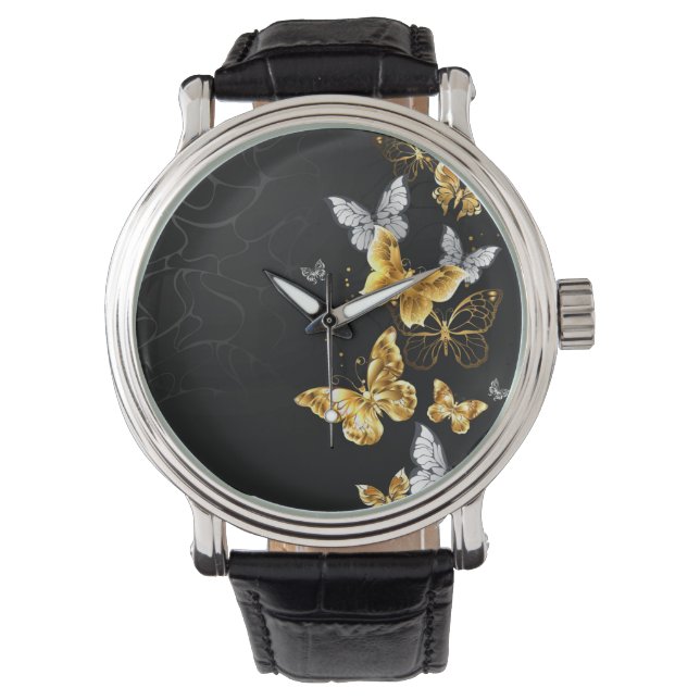 Gold and white butterflies watch (Front)